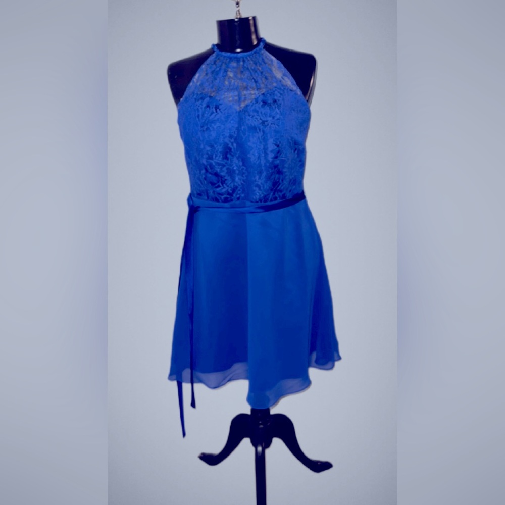 DaVinci bridesmaids dress. Flowing waistline with sleeveless, lace top.